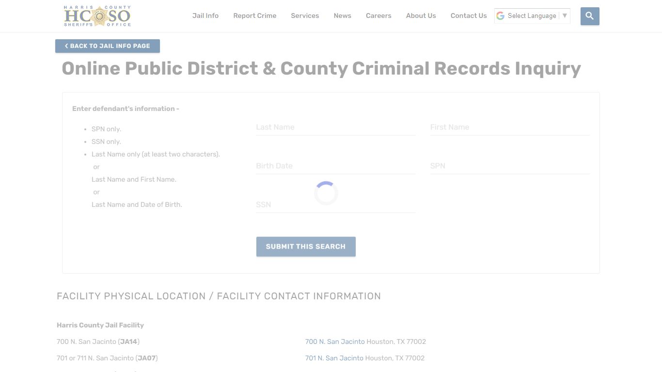 Online Public District & County Criminal Records Inquiry